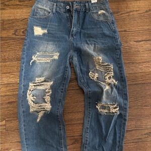Distressed Blue Jeans